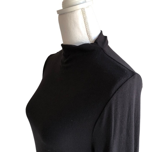 Catherine Malandrino Micro Ribbed Black Stretch Long Sleeve Pullover Medium NWT - Picture 6 of 12